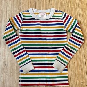 Play Condition Hanna Andersson PJ Top White Rainbow Stripes Sz 120 (6-7US)